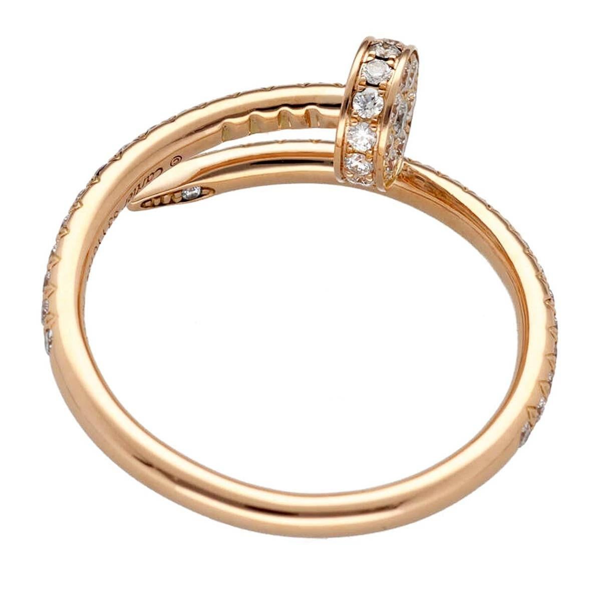 Taille ronde Cartier 53P Diamonds 0,40 carat K18 Bague Juste un Clou SM US 6 1/2 en vente