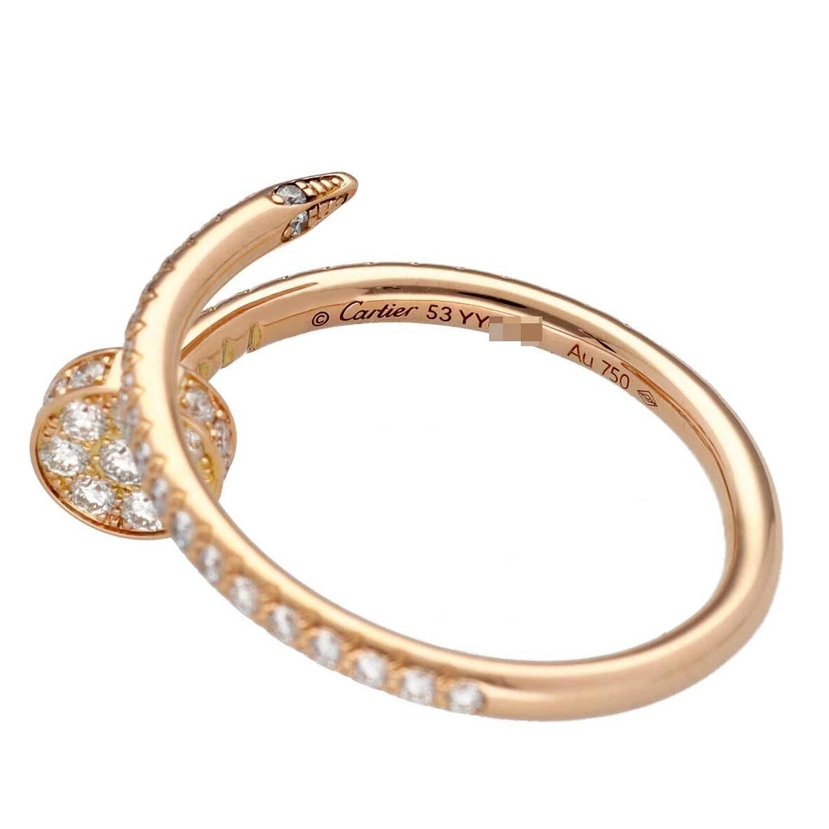 Cartier 53P Diamonds 0,40 carat K18 Bague Juste un Clou SM US 6 1/2 Bon état - En vente à Tokyo, JP