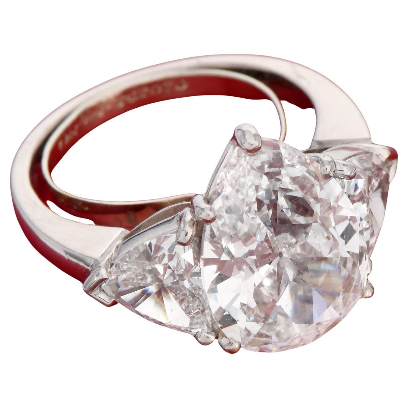 CARTIER 5.45 Carat Pear-Shaped Diamond Platinum Ring