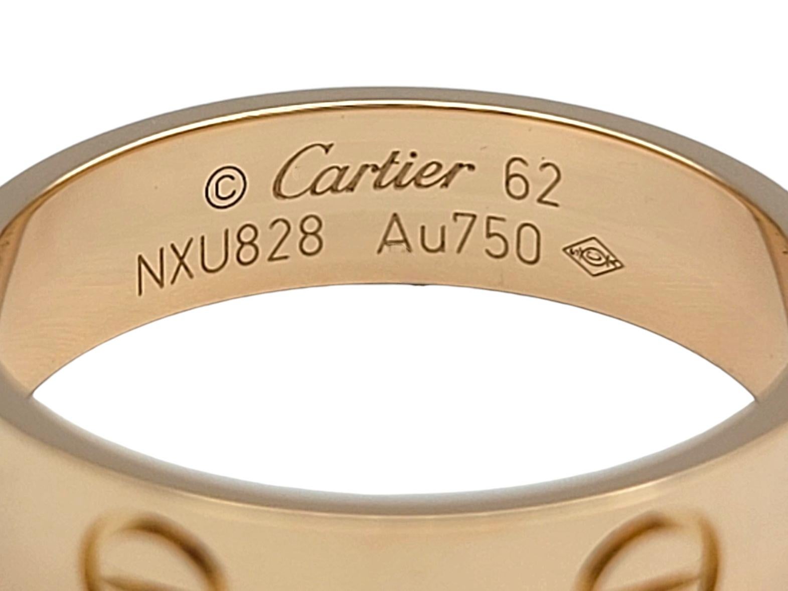 Anello Cartier Love Band da 5,5 mm in oro rosa lucido 18 carati misura 62 In condizioni buone in vendita a Scottsdale, AZ