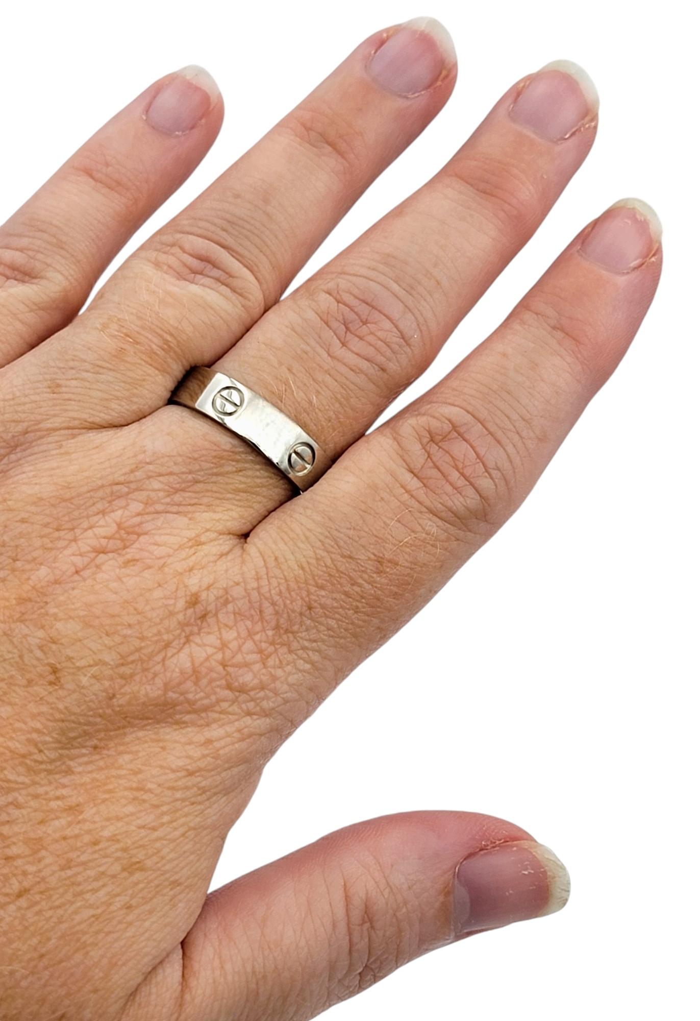 Cartier 5.5 mm Love Band Ring in Polished 18 Karat White Gold Size 62 In Good Condition In Scottsdale, AZ