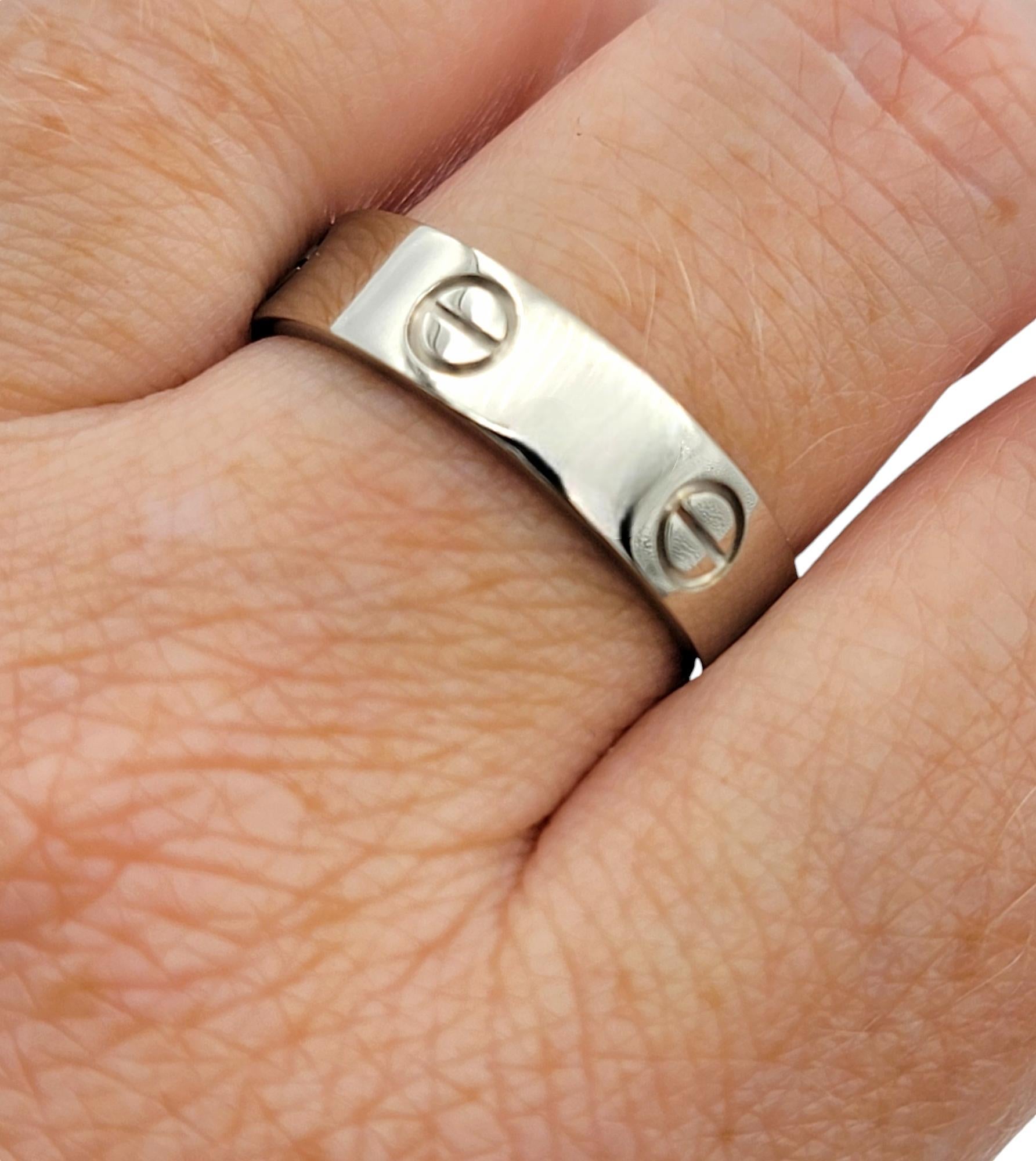 Women's or Men's Cartier 5.5 mm Love Band Ring in Polished 18 Karat White Gold Size 62
