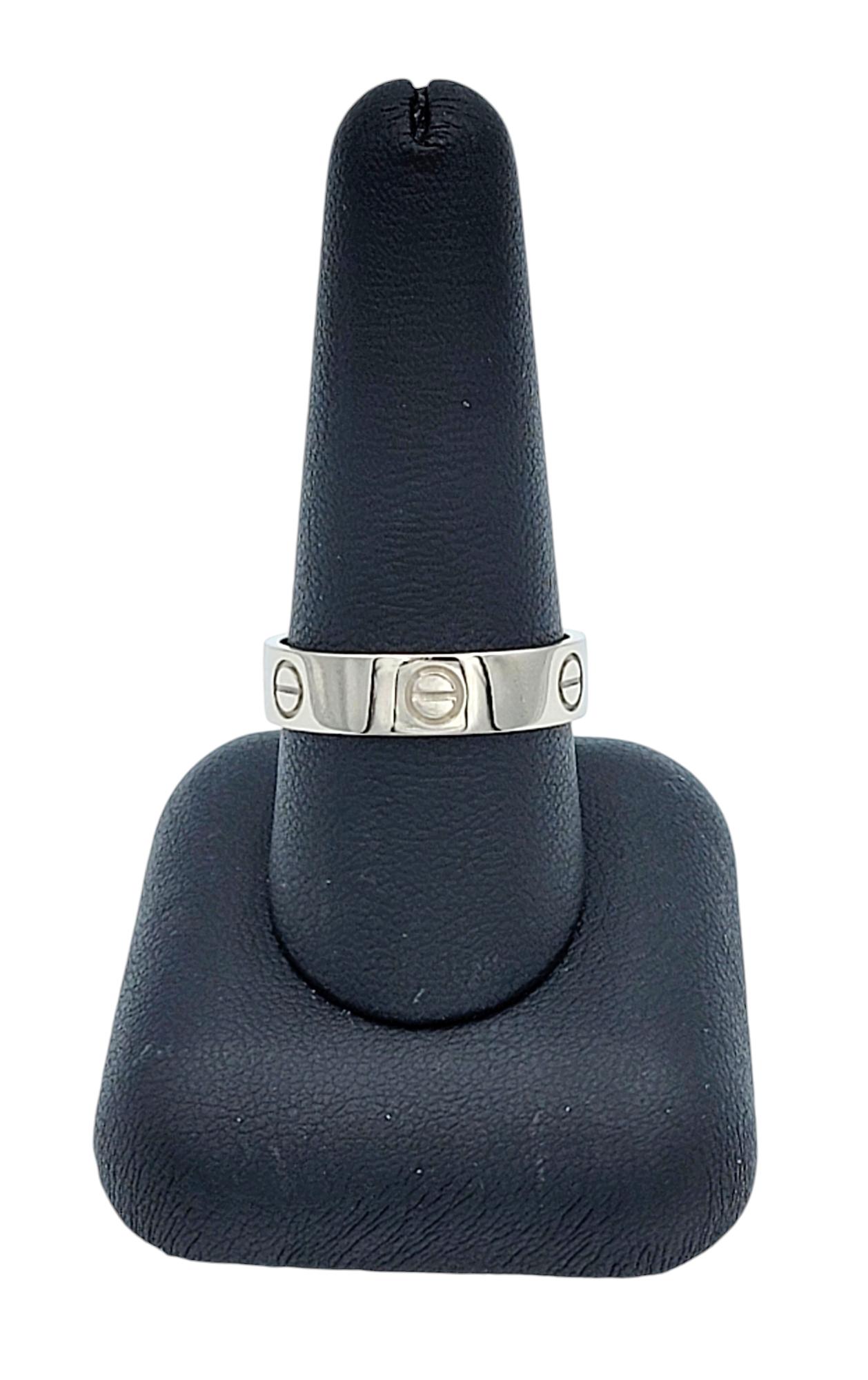 Cartier 5.5 mm Love Band Ring in Polished 18 Karat White Gold Size 62 1