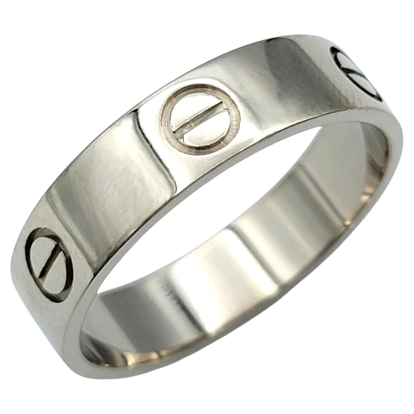 Cartier 5 5 mm Love Band Ring aus poliertem 18 Karat WeiBgold GroBe 62 im Angebot bei 1stDibs