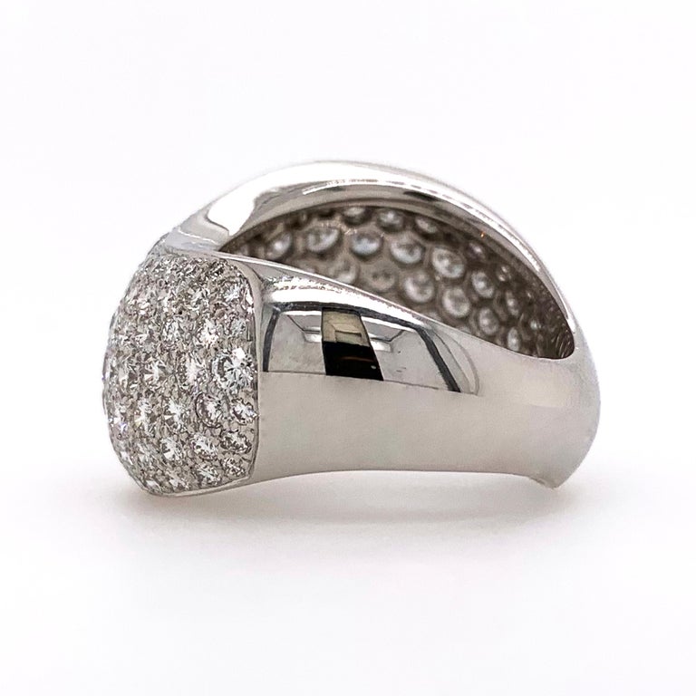 Cartier 5.50 Carat Pave Diamond Wave Ring in 18k White Gold In Excellent Condition For Sale In Philadelphia, PA