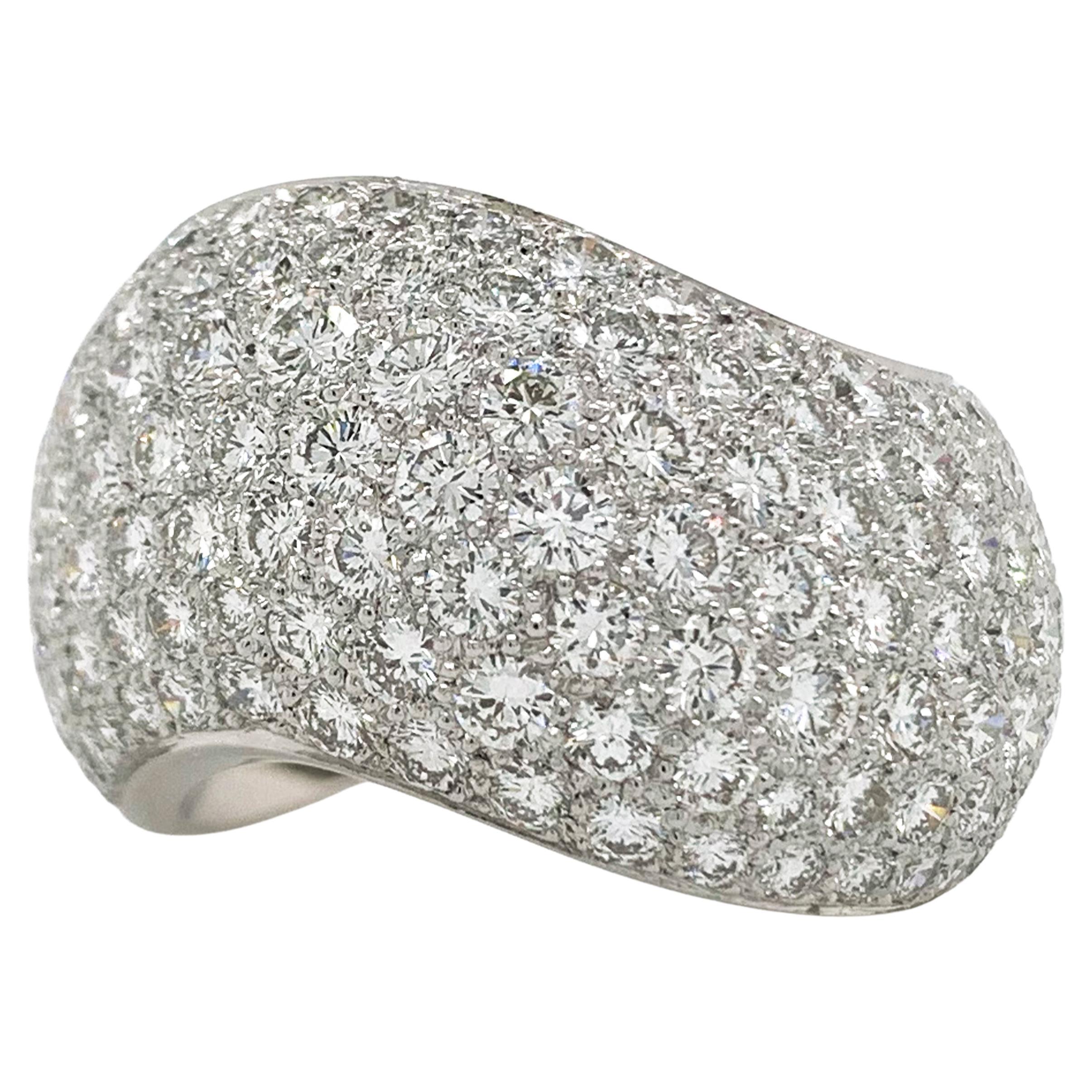 Cartier 5.50 Carat Pave Diamond Wave Ring in 18k White Gold