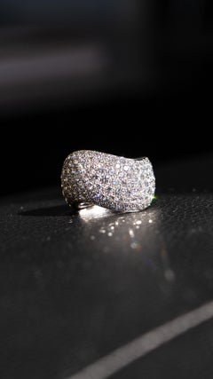 Cartier 5.5ct Pave Diamond Wave Ring 18k WG SZ 7 US