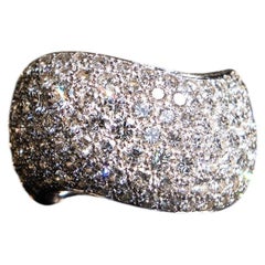 Cartier 5.5ct Pave Diamond Wave Ring 18k WG SZ 7 US
