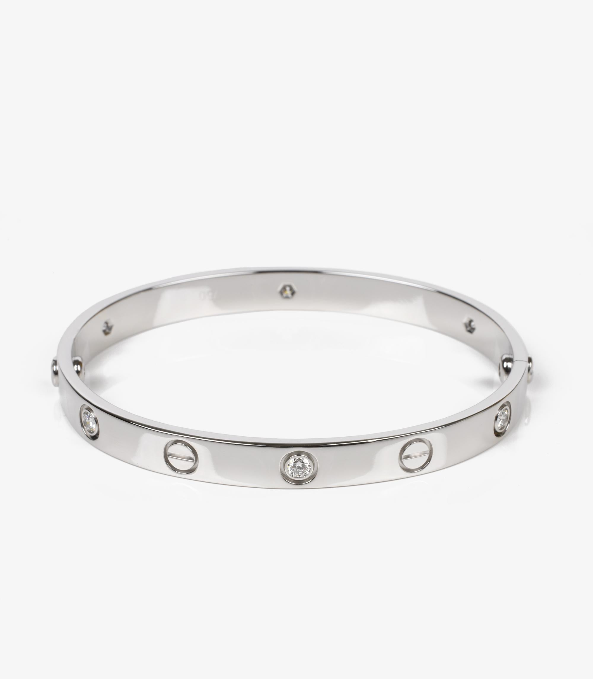 Brilliant Cut Cartier 6 Diamond 18ct White Gold Love Bangle