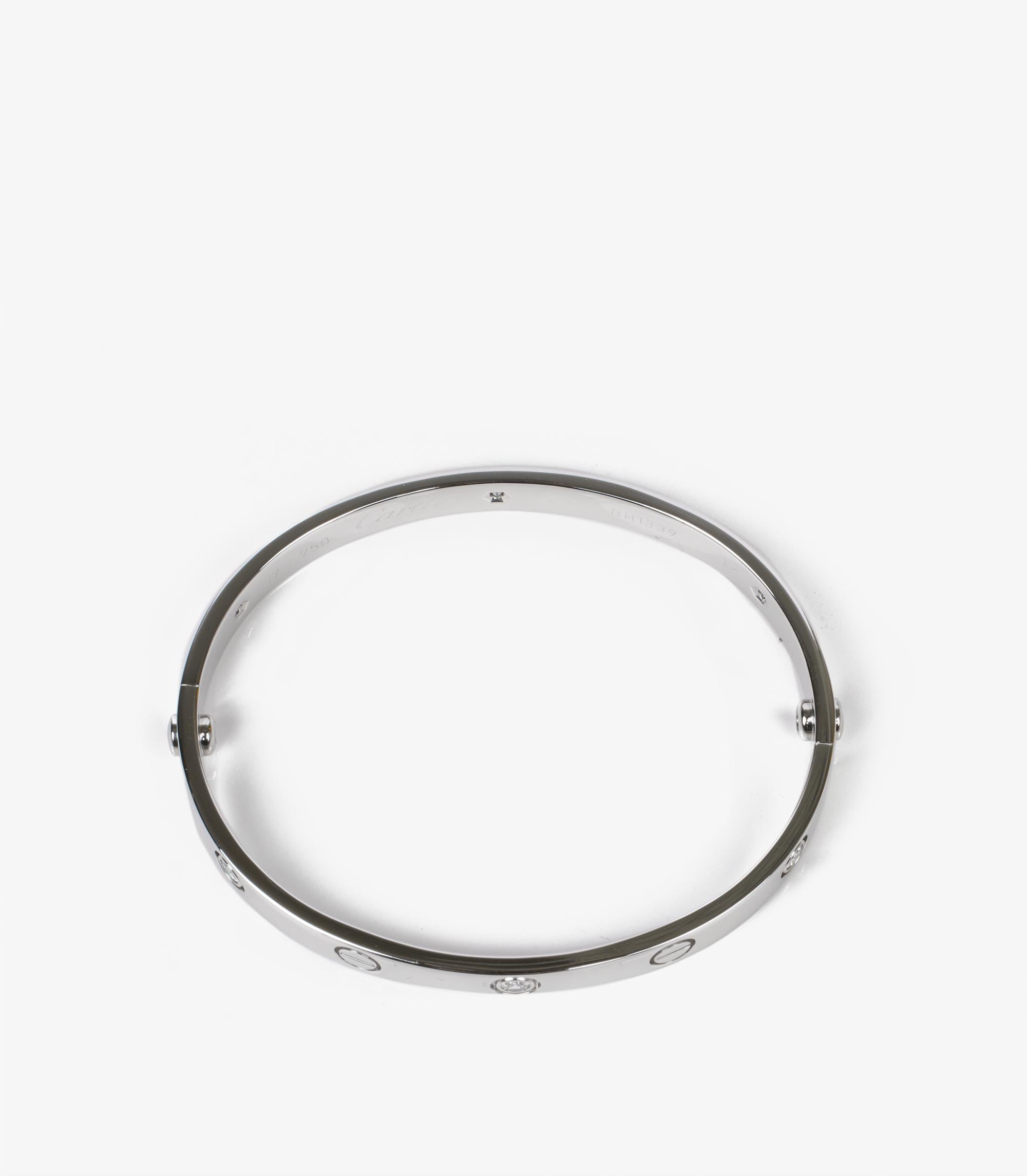 Women's or Men's Cartier 6 Diamond 18ct White Gold Love Bangle