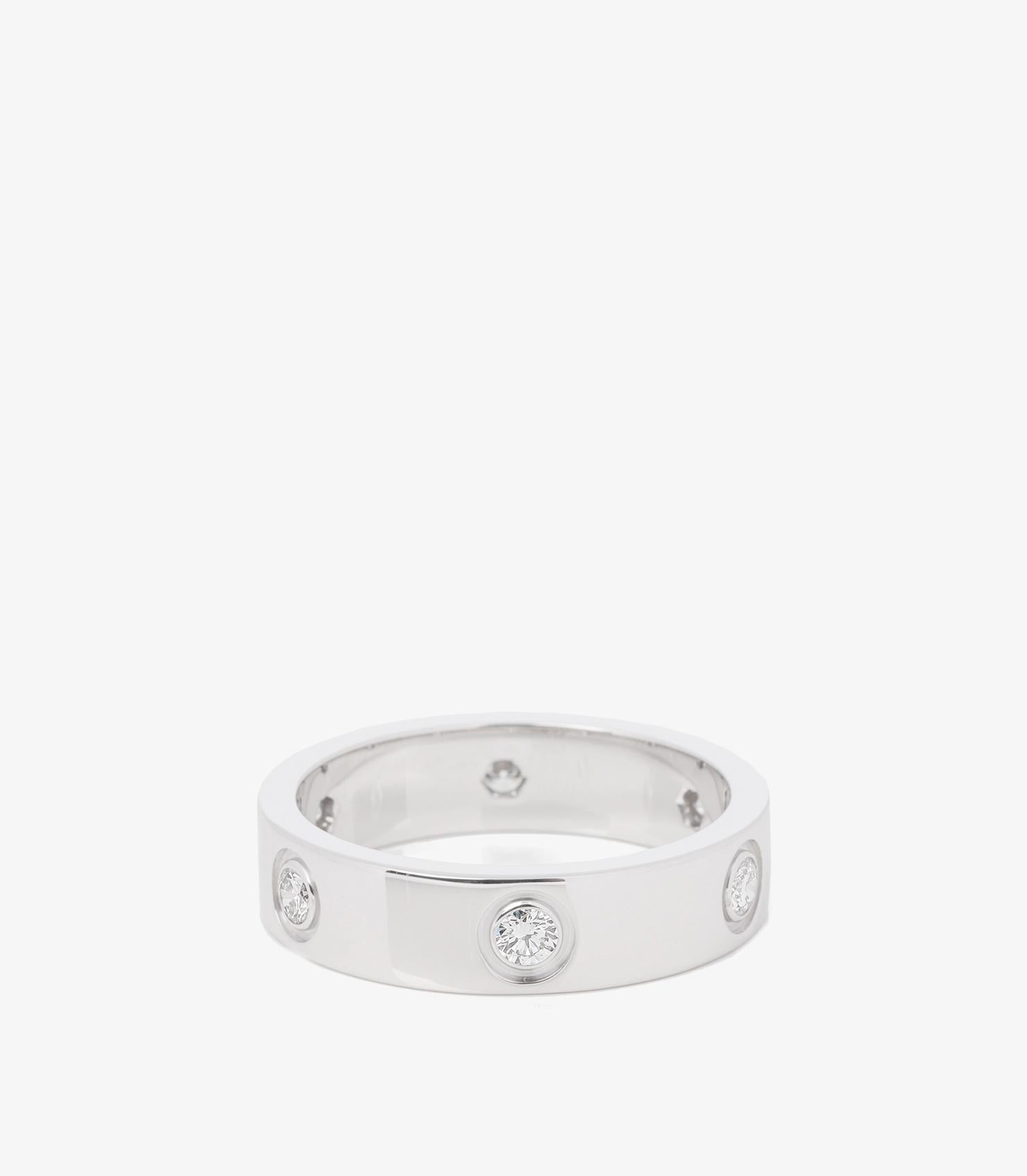Anillo Amor Cartier 6 Diamantes Oro Blanco 18ct Corte redondo
