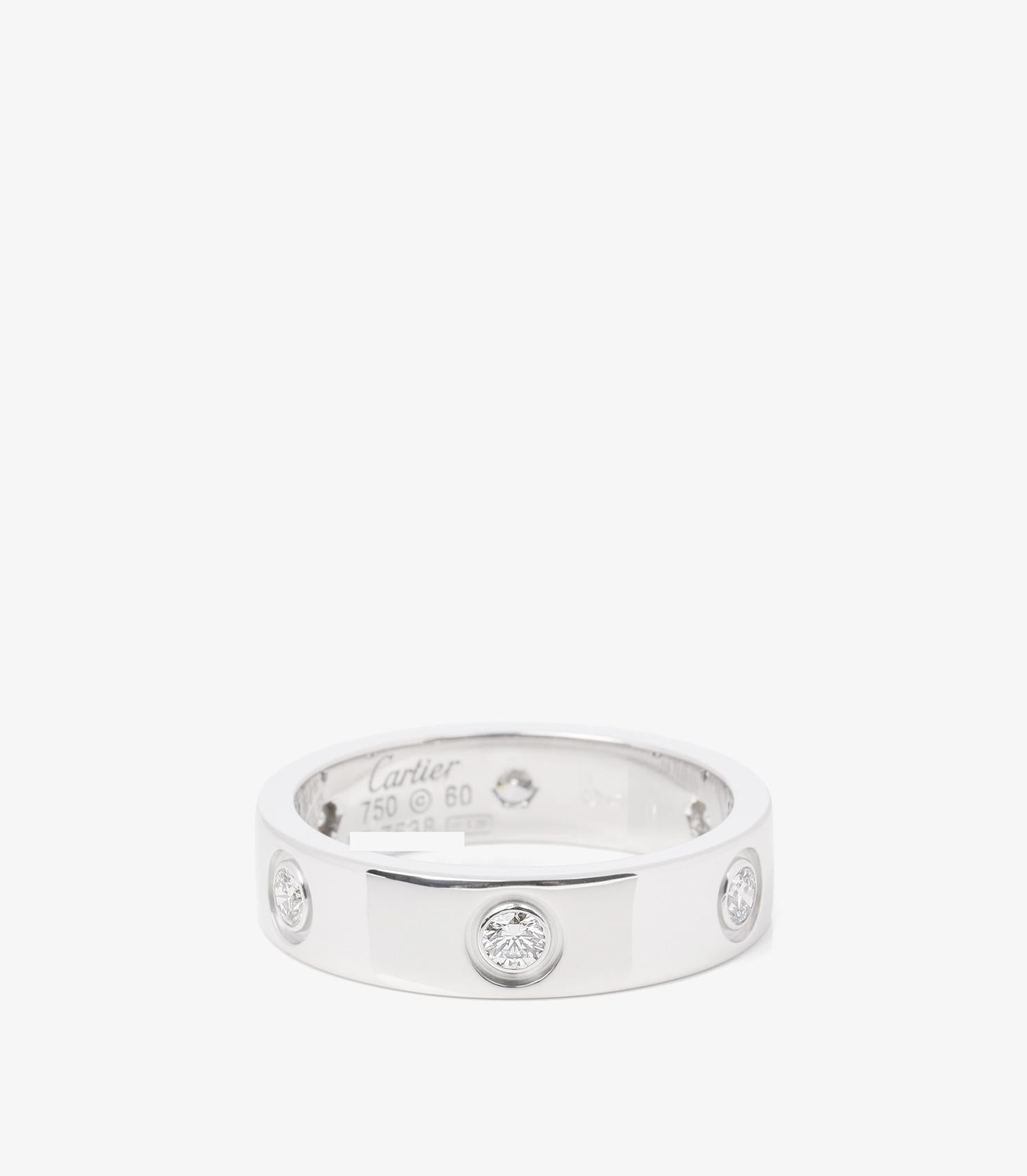 Cartier 6 Diamond 18ct White Gold Love Ring For Sale 1