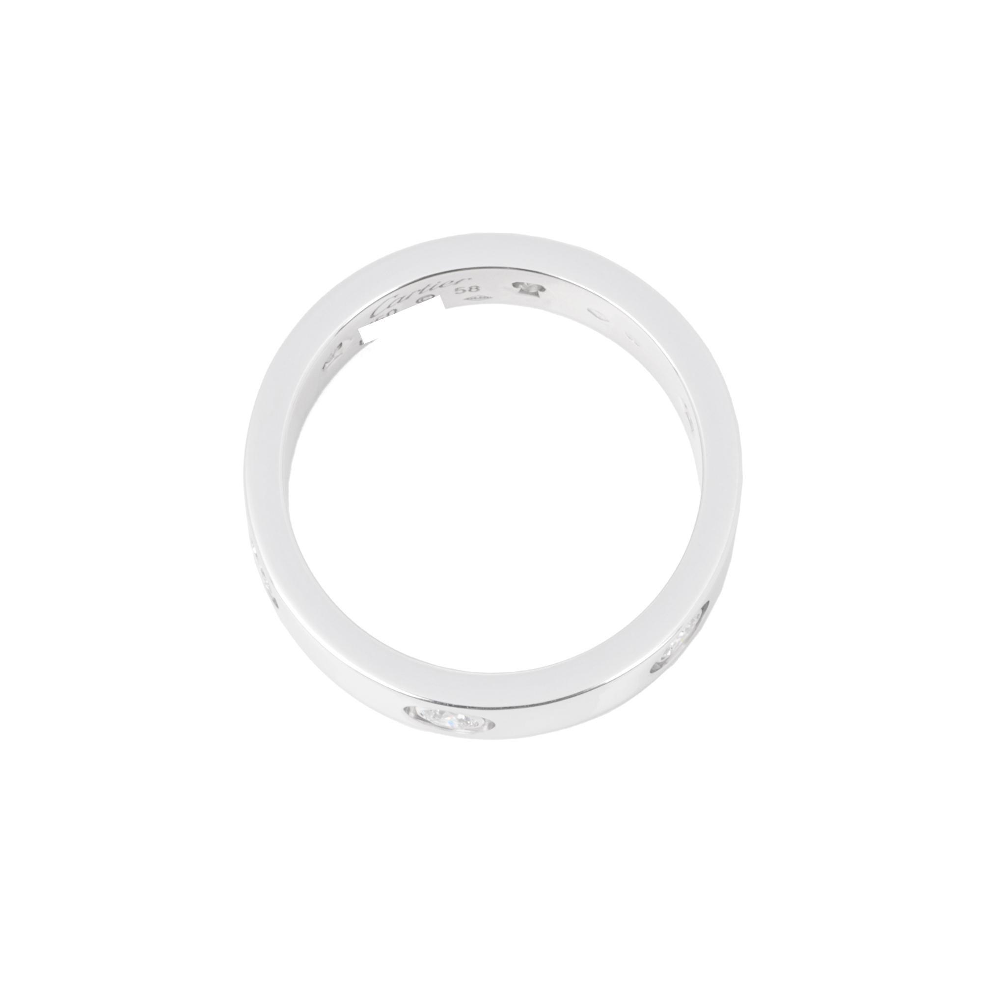 Round Cut Cartier 6 Diamond 18ct White Gold Love Band Ring For Sale