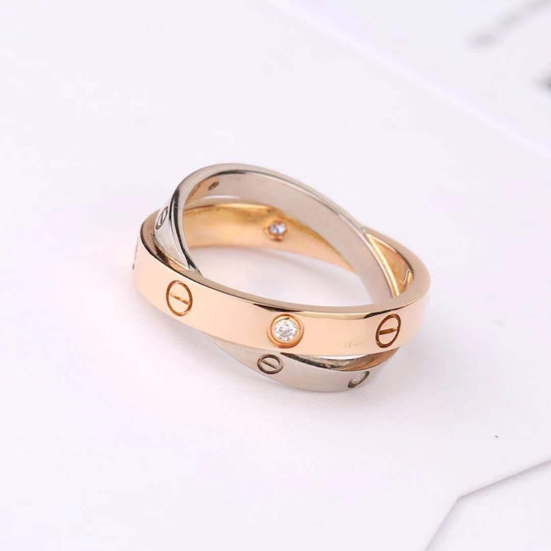 Women's or Men's Cartier 6 Diamond Rose Gold White Gold Love Ring