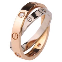 Cartier 6 Diamond Rose Gold White Gold Love Ring