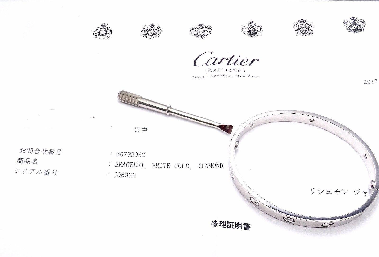 Cartier Six Diamond White Gold Love Bangle Bracelet 4