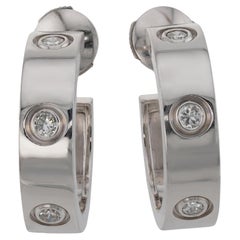 CARTIER 6 Diamonds Love White Gold Hoop Earrings