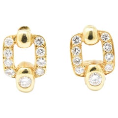 Cartier .60 Carat Diamond 18 Karat Yellow Gold Buckle Earrings