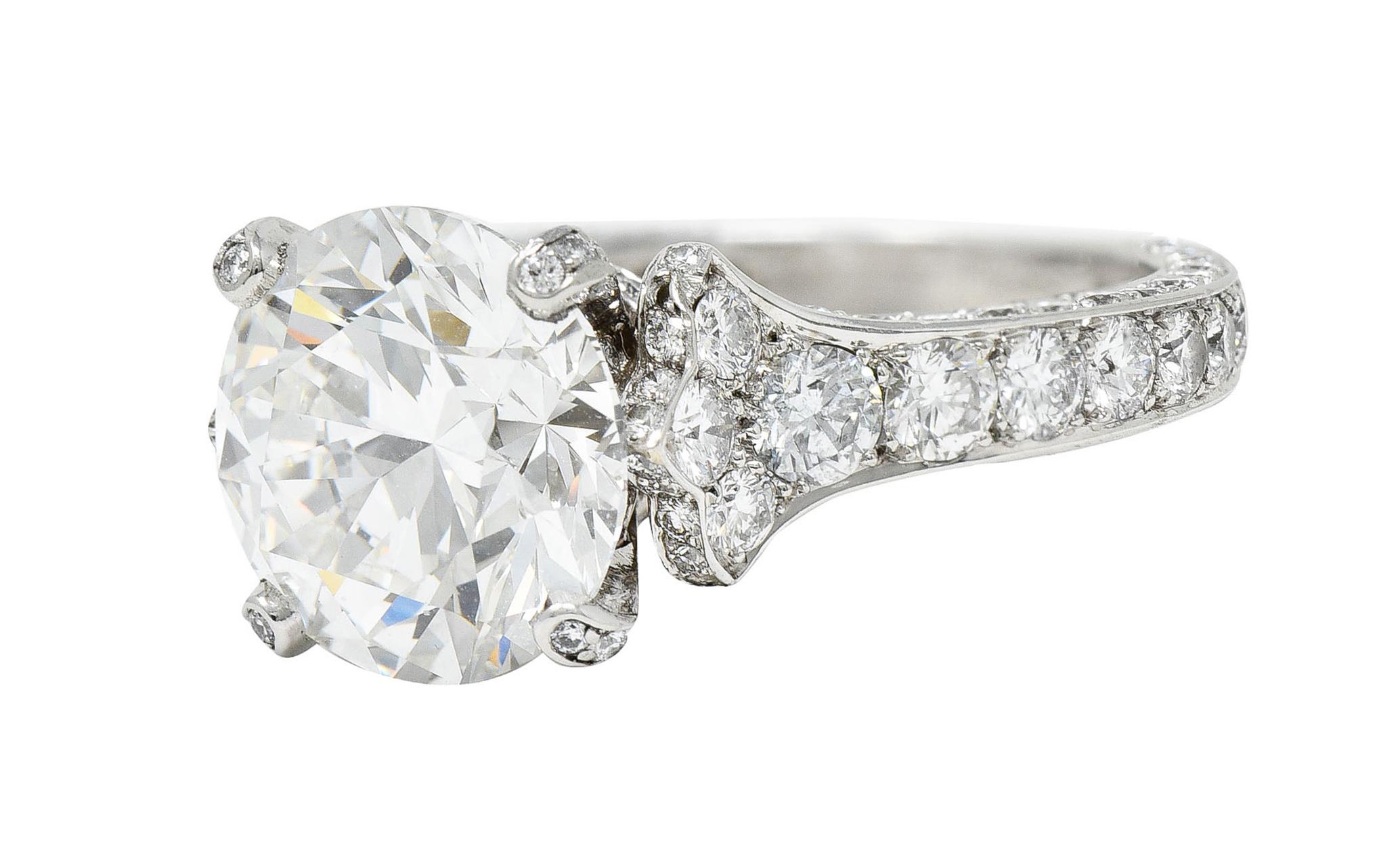 Brilliant Cut Cartier 6.08 Carats Diamond Platinum Engagement Ring GIA