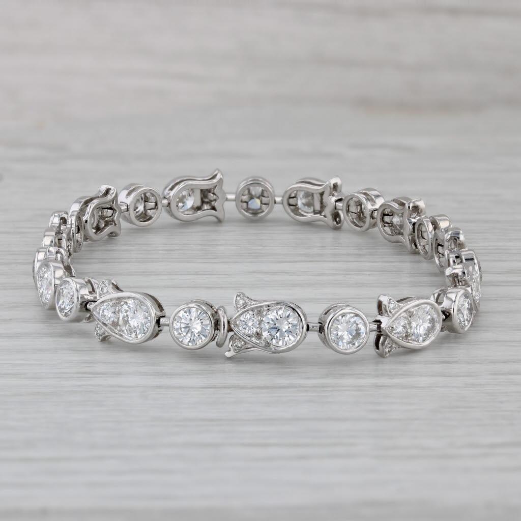 Cartier 6.25ctw VVS Diamond Tulip Tennis Bracelet & Box 950 Platinum 6.75