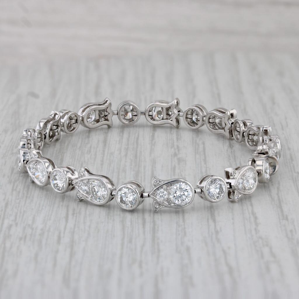 Women's Cartier 6.25ctw VVS Diamond Tulip Tennis Bracelet & Box 950 Platinum 6.75