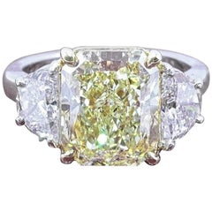 Bague de fiançailles en platine avec diamant rayonnant jaune de fantaisie de 6::36 carats de Cartier