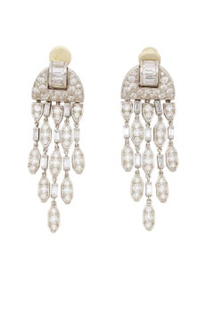 Cartier 6.50 Carat Diamond Drop Earrings in 18K White Gold