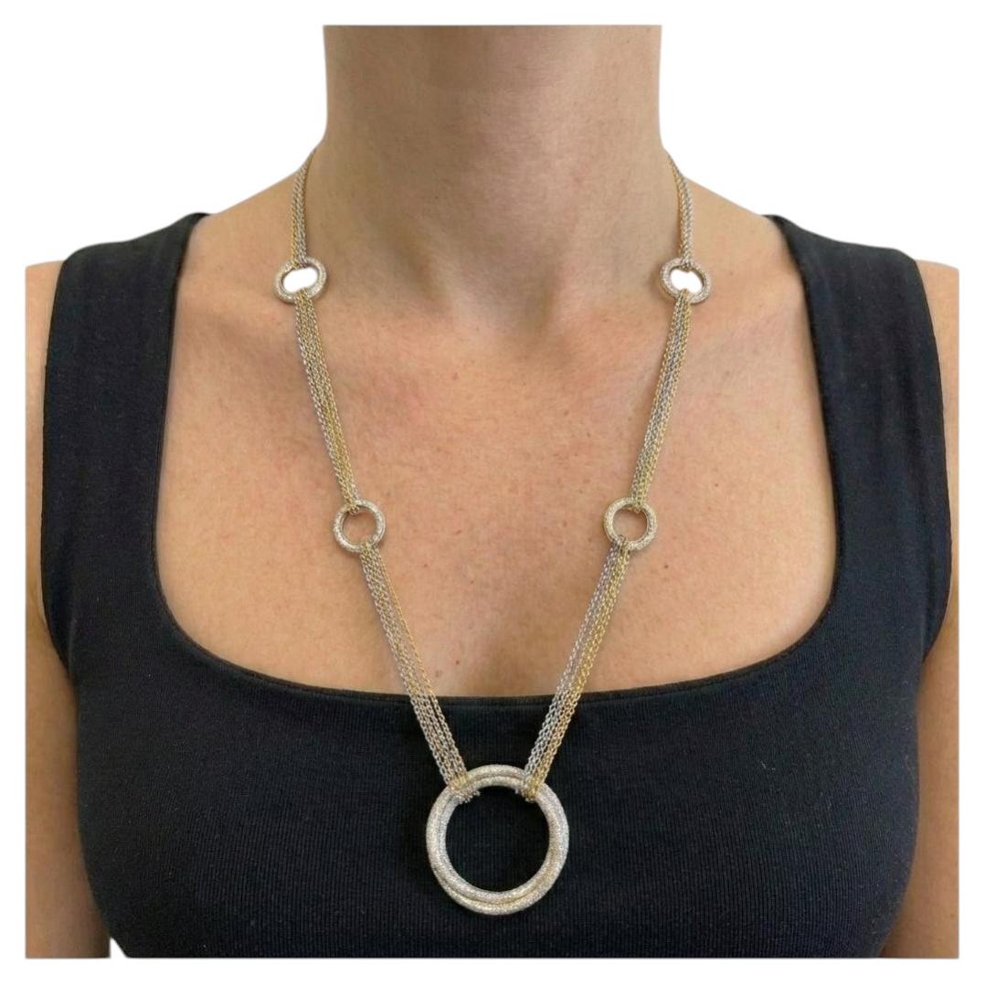 Cartier 6.50 Carat18K Pink, Yellow & White Gold Diamond Trinity Station Necklace en vente