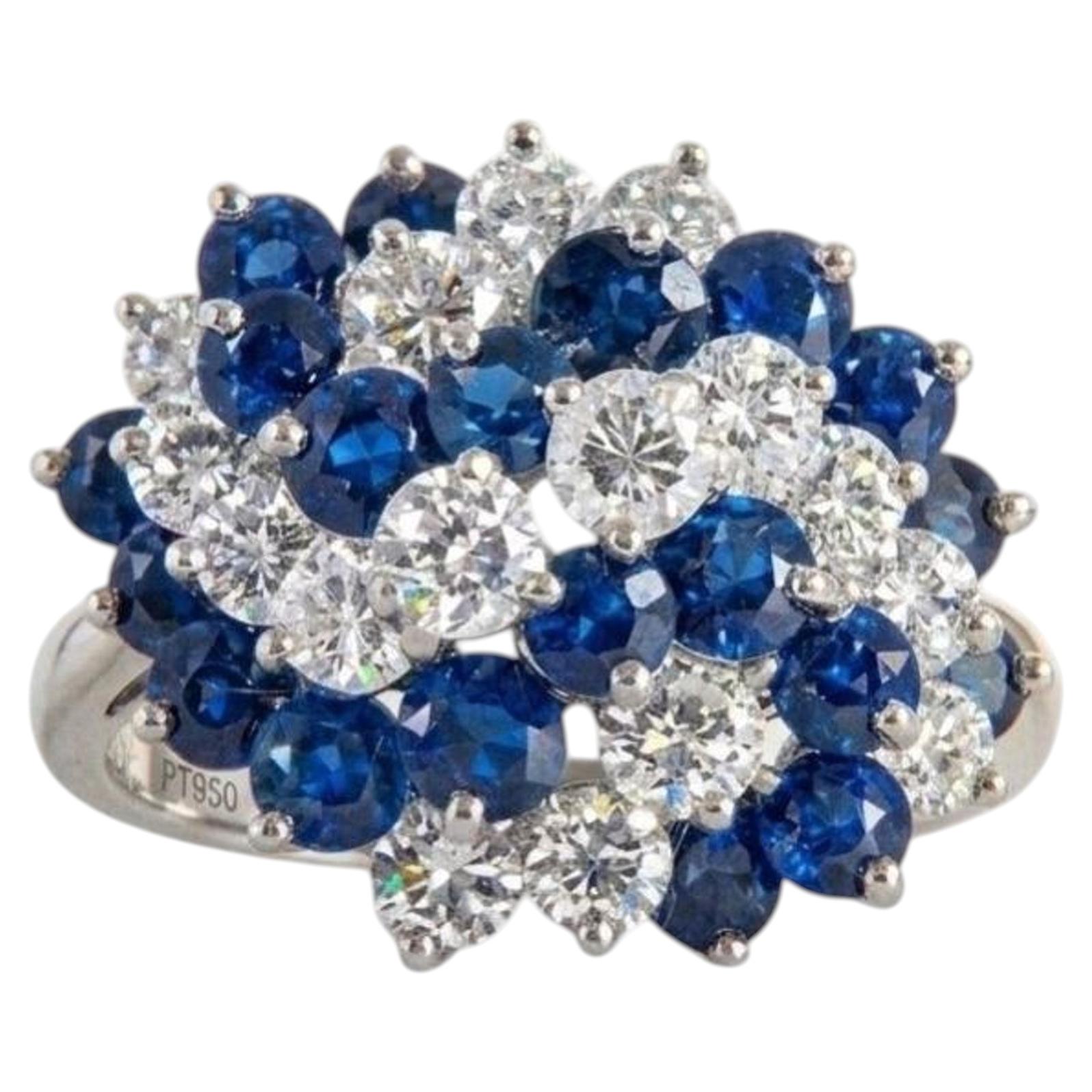 Cartier 6.60 Carat Diamond and Sapphire Platinum Ring For Sale