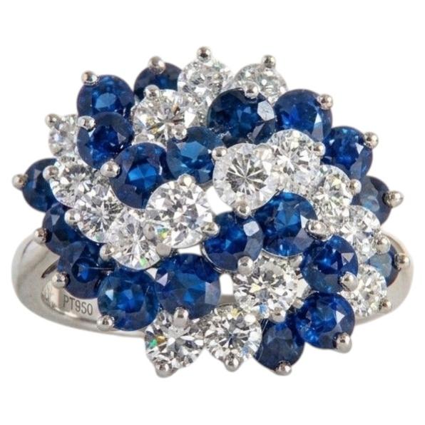 Cartier 6.60 Carat Diamond and Sapphire Platinum Ring For Sale
