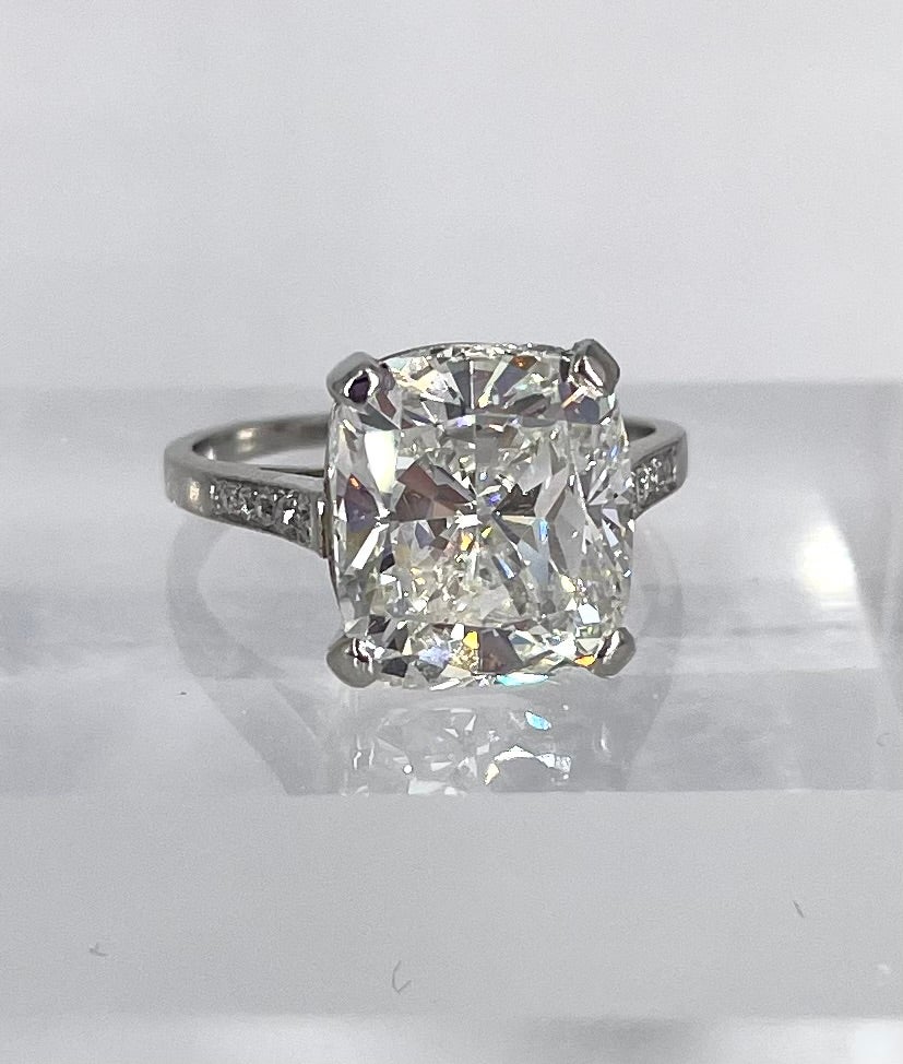 Cartier 6.71 carat Cushion Brilliant Diamond Platinum Engagement Ring