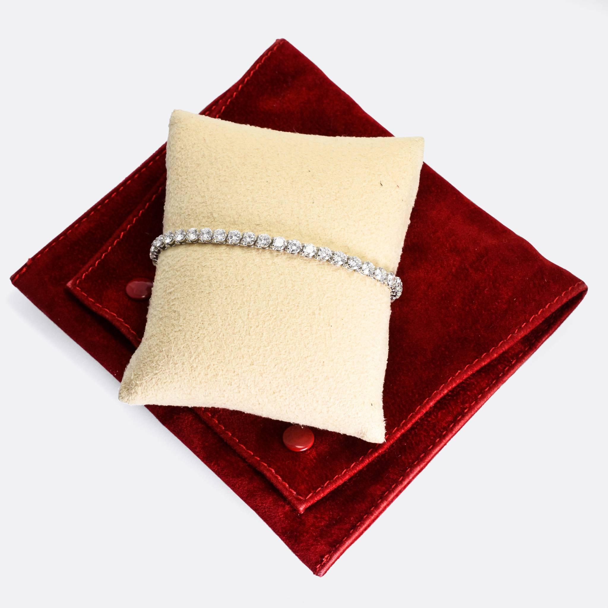 Round Cut Cartier 6.75 Carat Diamond White Gold Tennis Bracelet