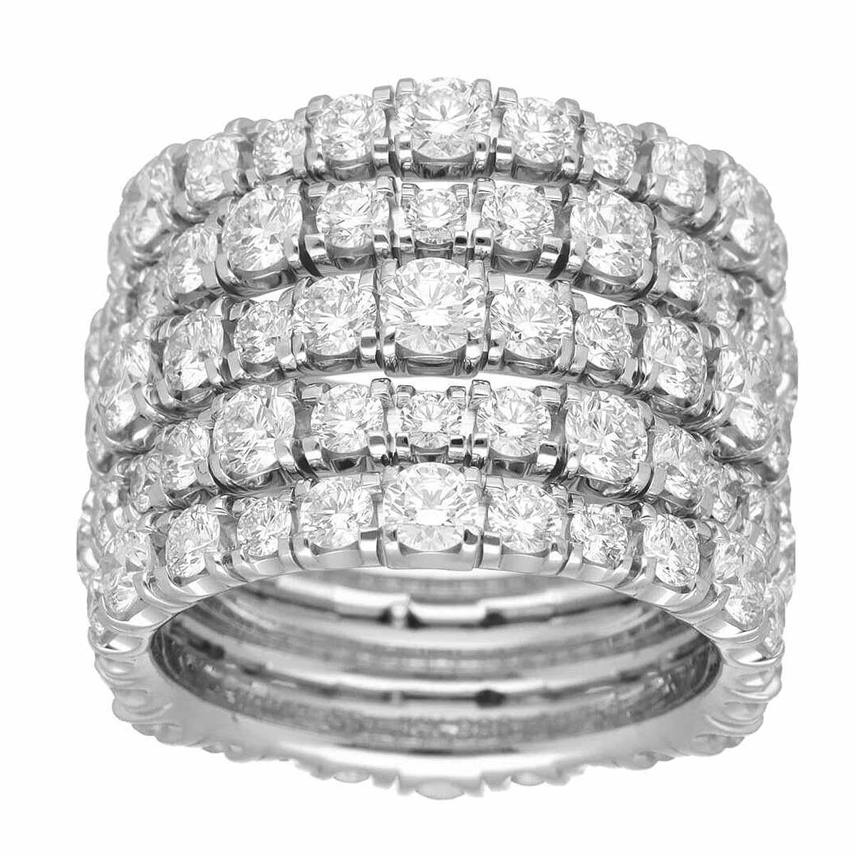 Brand:Cartier
Retail Price:JPY6,798,000円(included tax)
Name:Diamonds Essential Lines Ring
Ref.:H434555
Material:120P diamond (7.16ct), 750 K18 WG white gold
Weight:19.4g(approx)
Ring size(inch): EU:55  /  USA：7.5（Approx)
Width(inch):17.04mm /