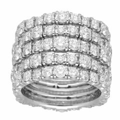 Cartier Essential Lines 120P Diamonds 7.16ct 18K White Gold Ring US 7 1/4