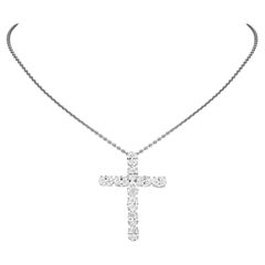 Cartier 7.18 Carats Platinum Diamond Cross Pendant Necklace