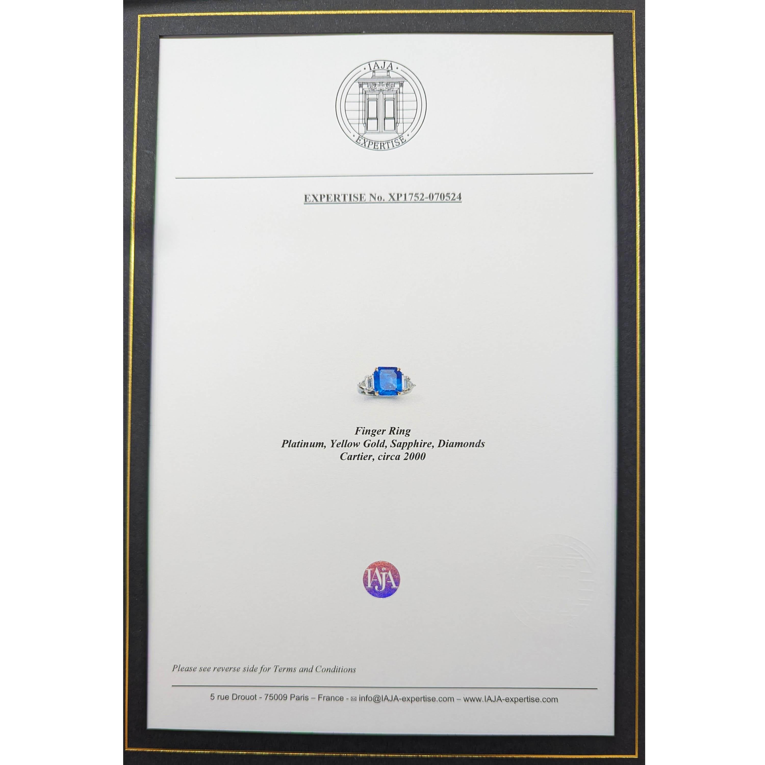 Cartier, bague en or et platine avec saphir de Birmanie certifié GIA de 7,51 carats et diamants en vente 7