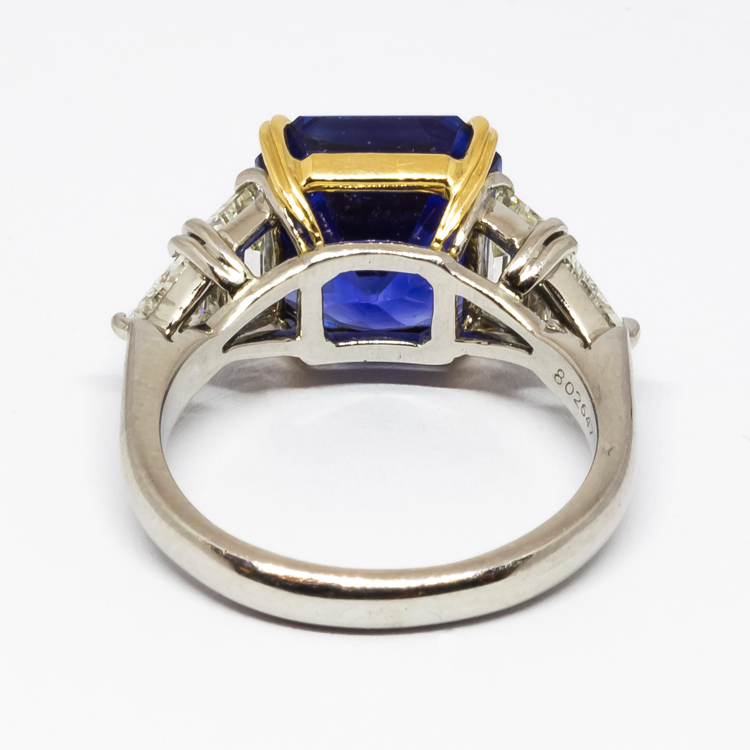Cartier 7.51 Carat GIA Certified Burma Sapphire, Diamond, Gold and Platinum Ring For Sale 1