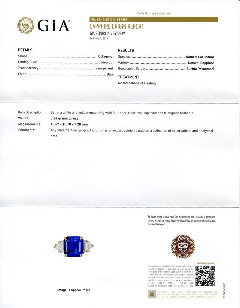 Cartier 7.51 Carat GIA Certified Burma Sapphire, Diamond, Gold and Platinum Ring For Sale 3