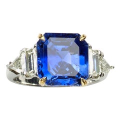 Cartier 7.51 Carat GIA Certified Burma Sapphire, Diamond, Gold and Platinum Ring
