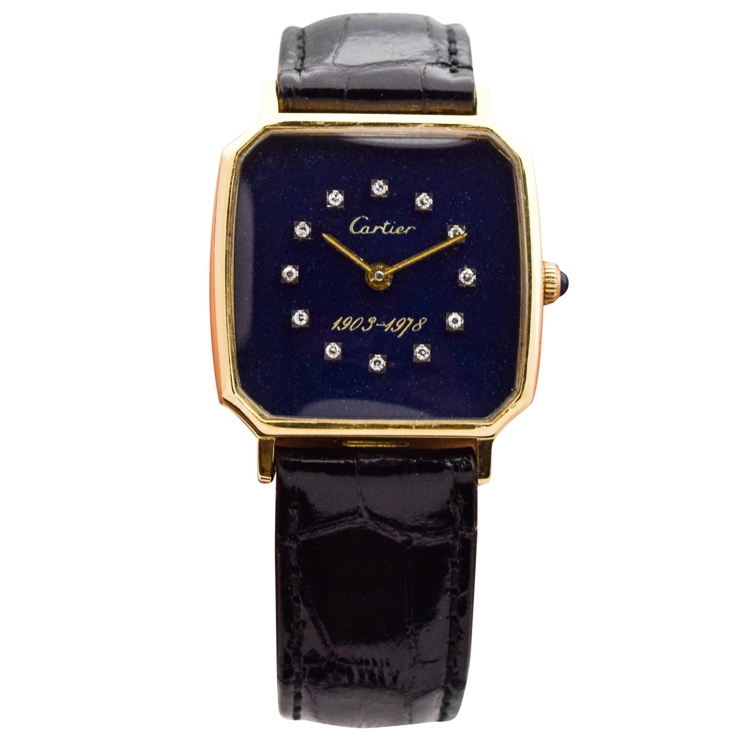 Cartier "75th Anniversary for Ford Motor Company" 18 Karat Gold Watch, 1978