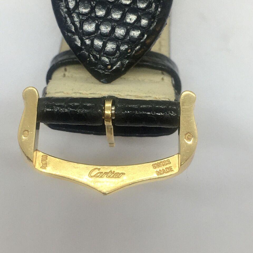 Cartier 765510TX Ref 3167 Tank Solo 18k Yellow Gold Men's Watch French Strap  In Excellent Condition For Sale In Santa Monica, CA