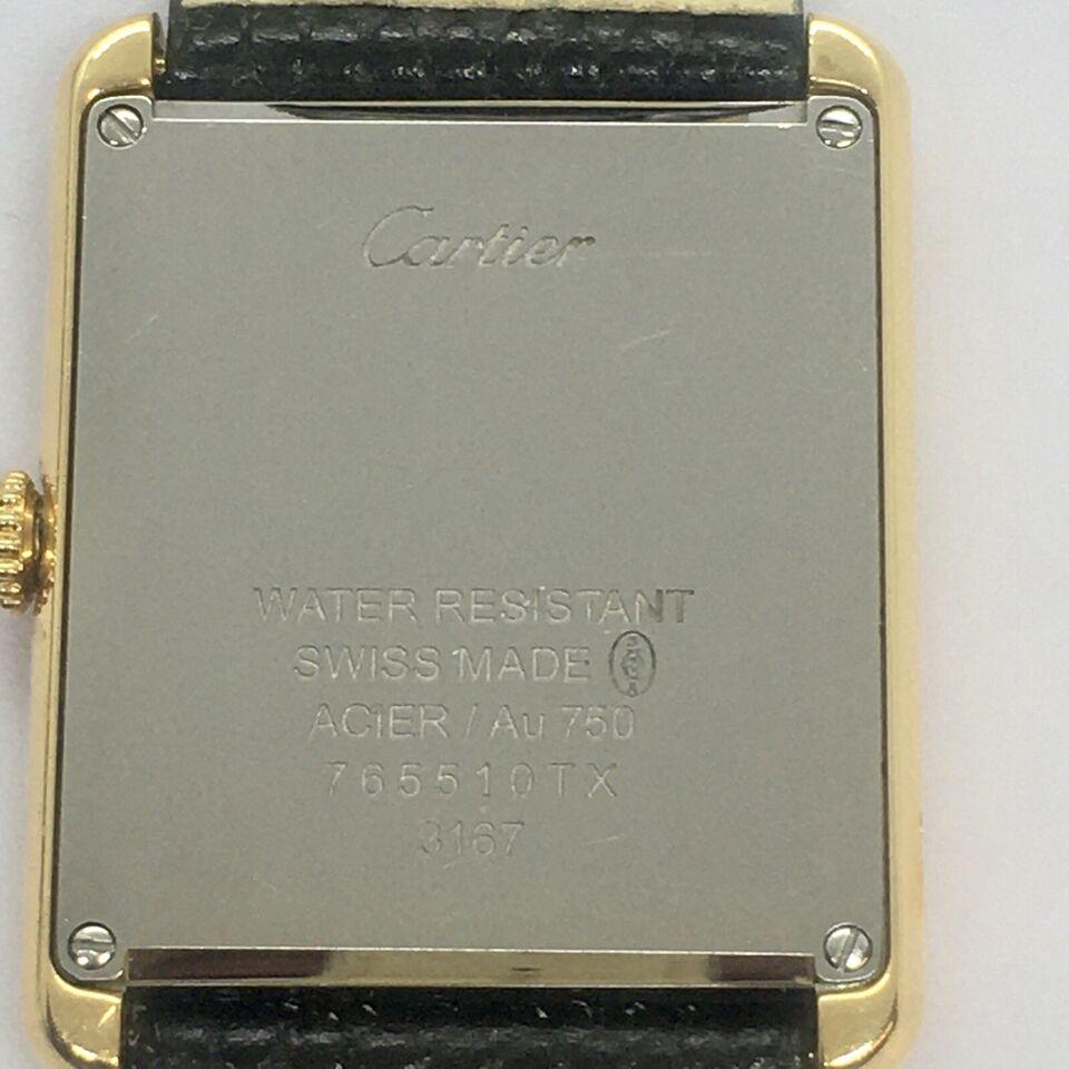 Cartier 765510TX Ref 3167 Tank Solo 18k Yellow Gold Men's Watch French Strap  For Sale 2