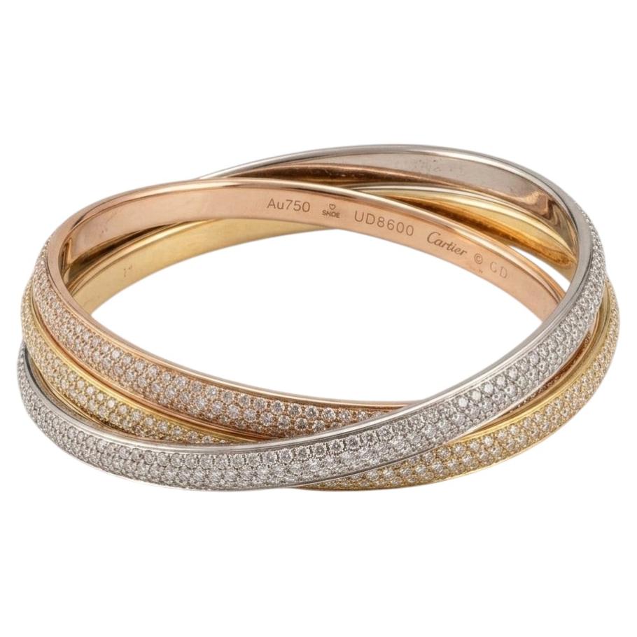 Cartier 9 Carat Diamond Trinity Bangle in 18k Tricolor Gold