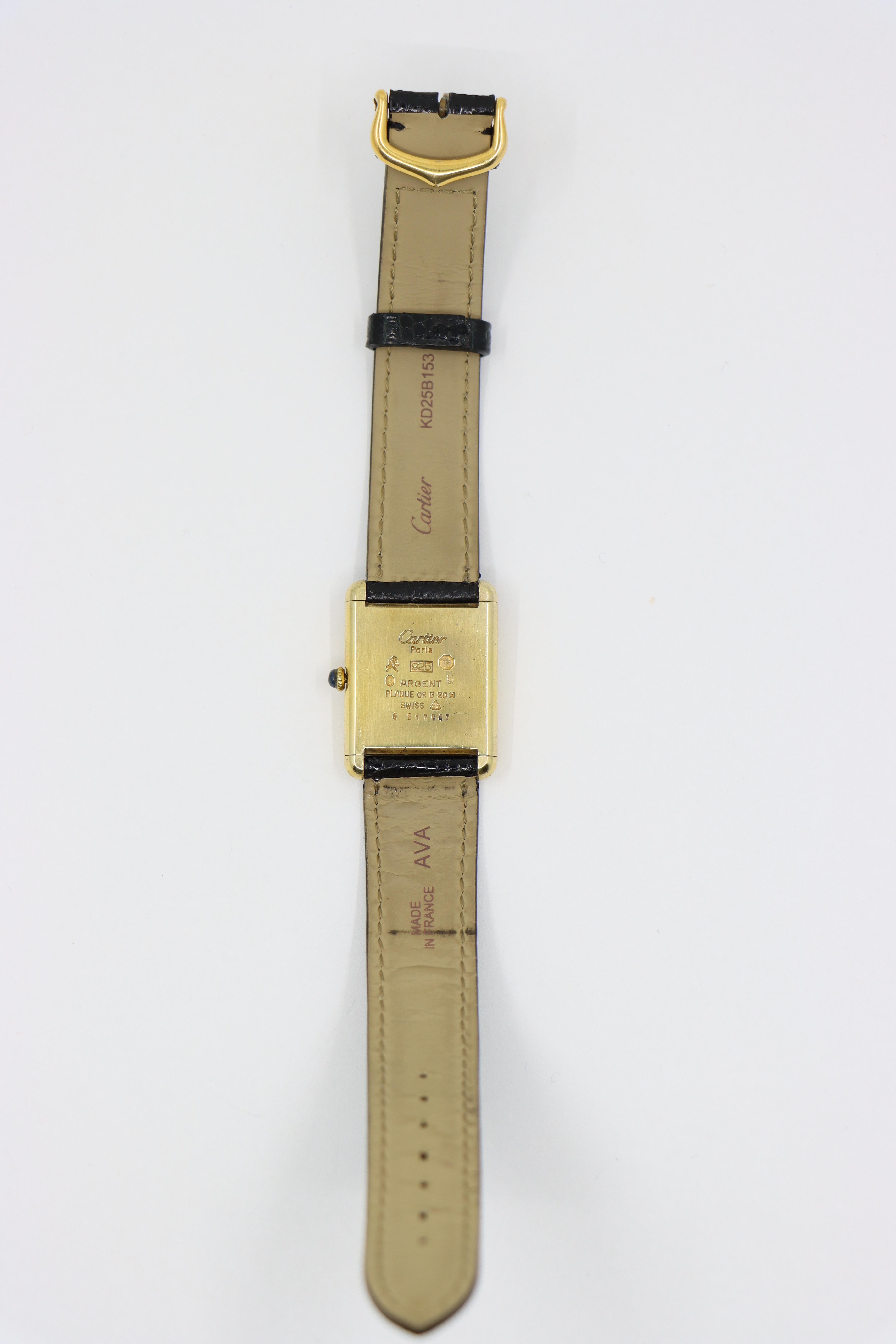 Cartier 925 Silver Gold Plated Quartz Watch 6