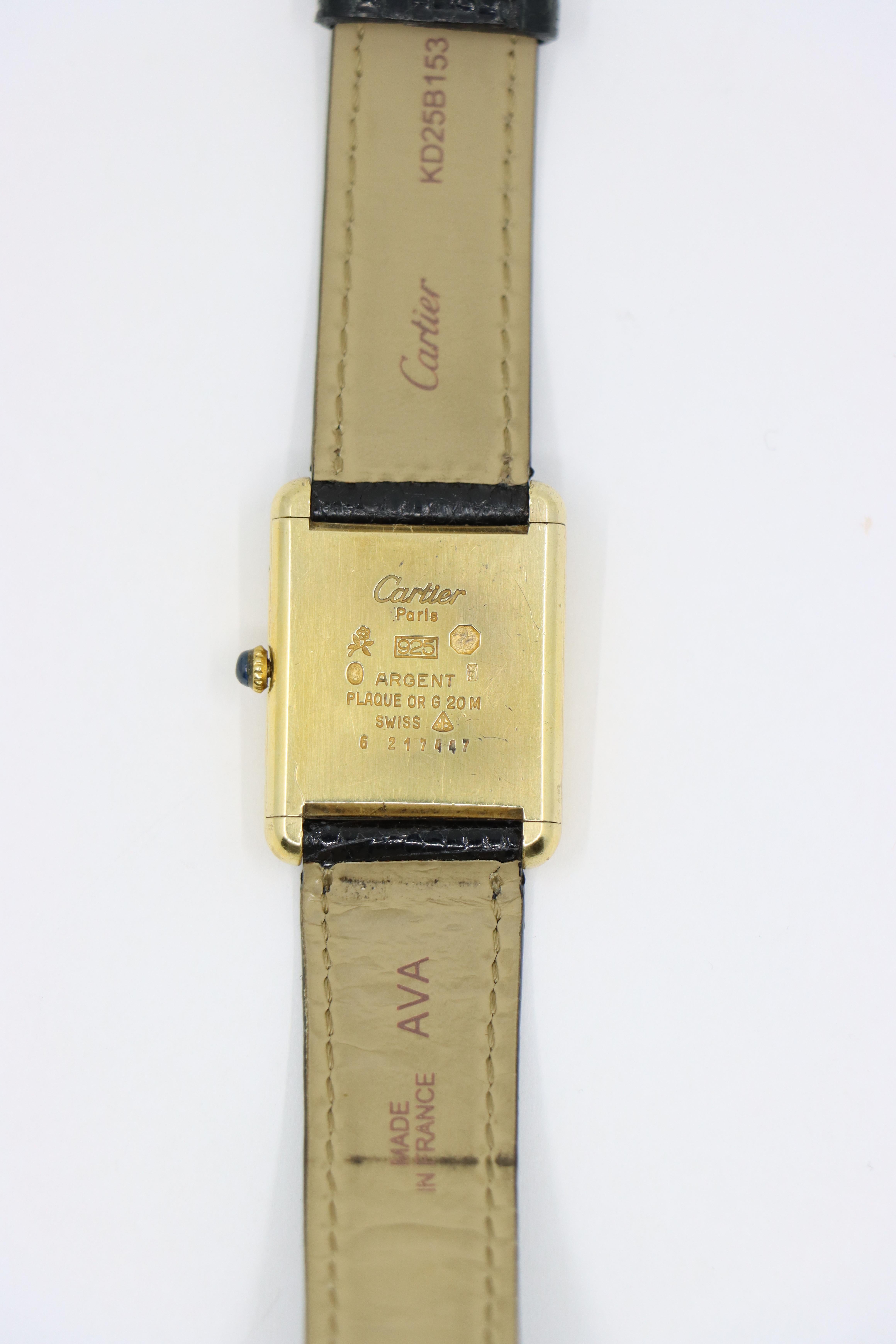 Cartier 925 Silver Gold Plated Quartz Watch 7