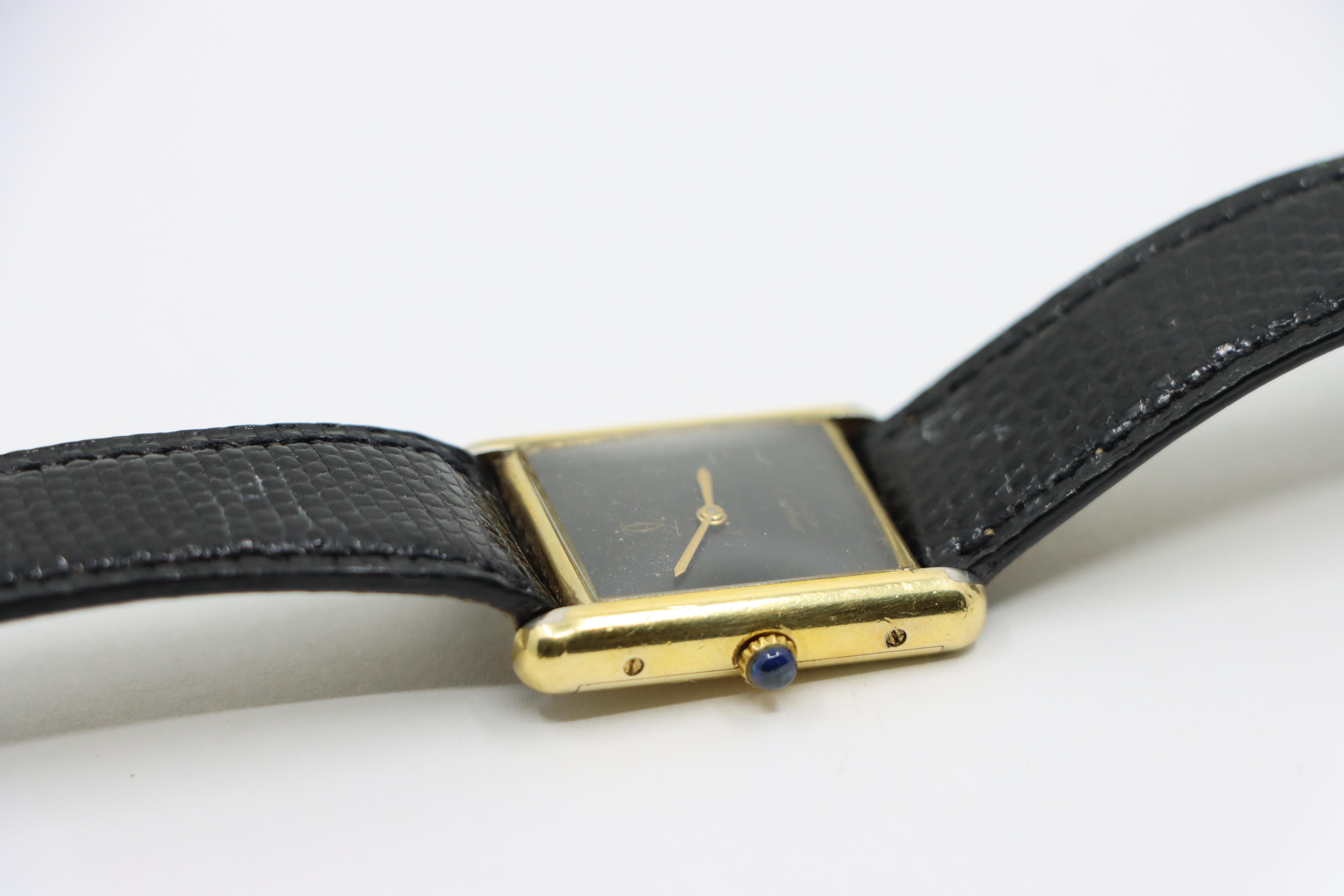 Cartier 925 Silver Gold Plated Quartz Watch 8
