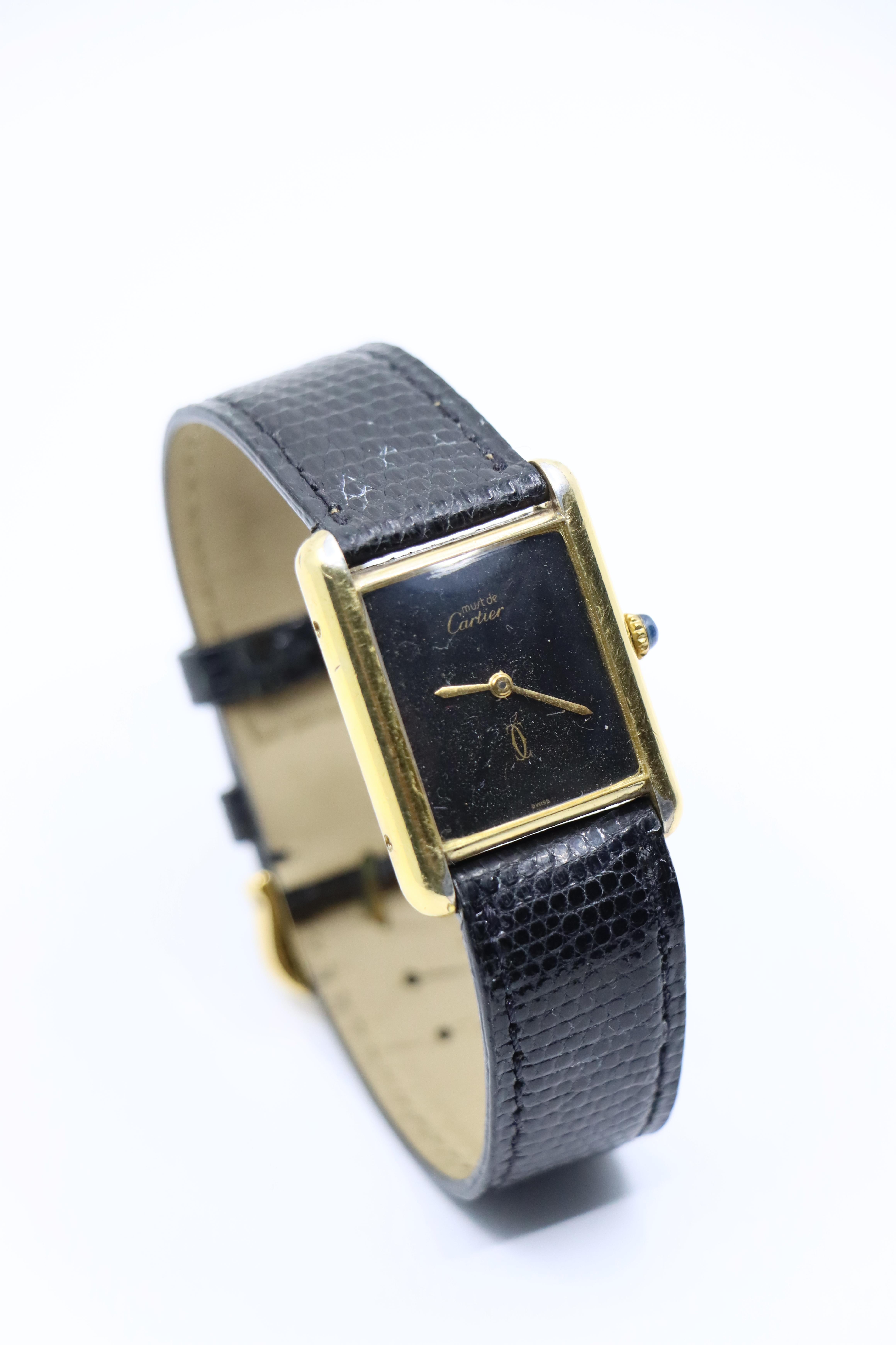 Women's or Men's Cartier 925 Silver Gold Plated Quartz Watch