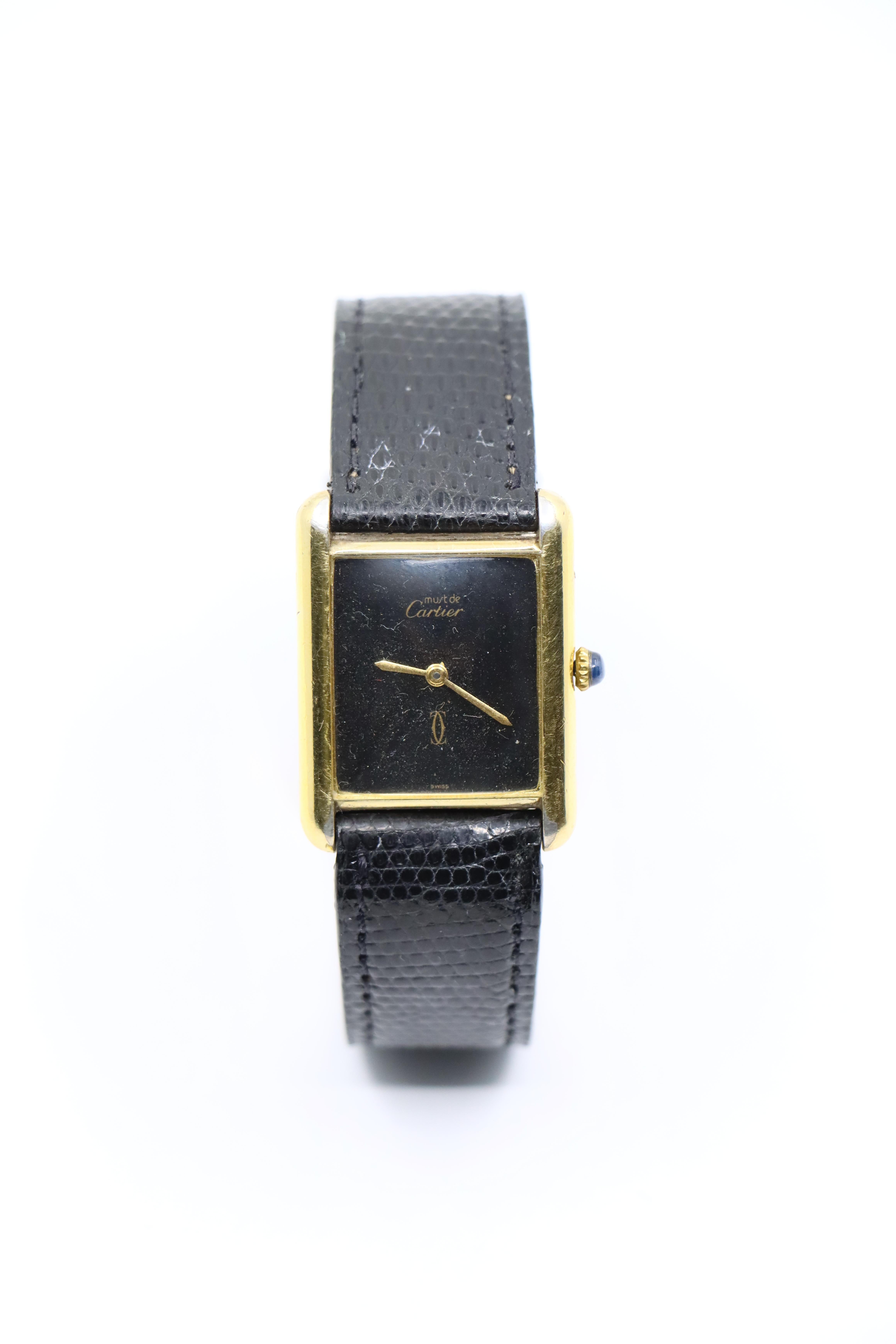 Cartier 925 Silver Gold Plated Quartz Watch 1