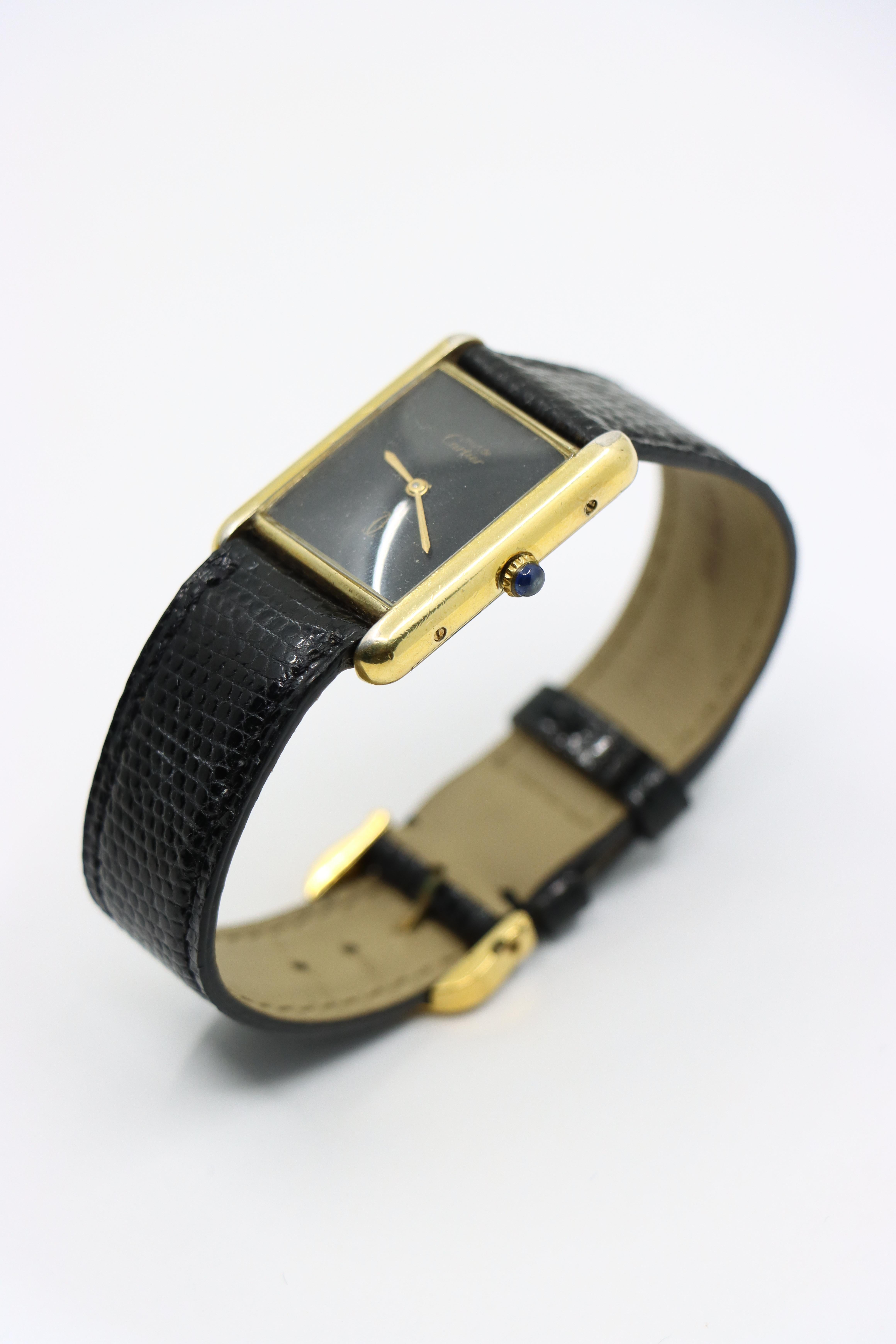 Cartier 925 Silver Gold Plated Quartz Watch 2