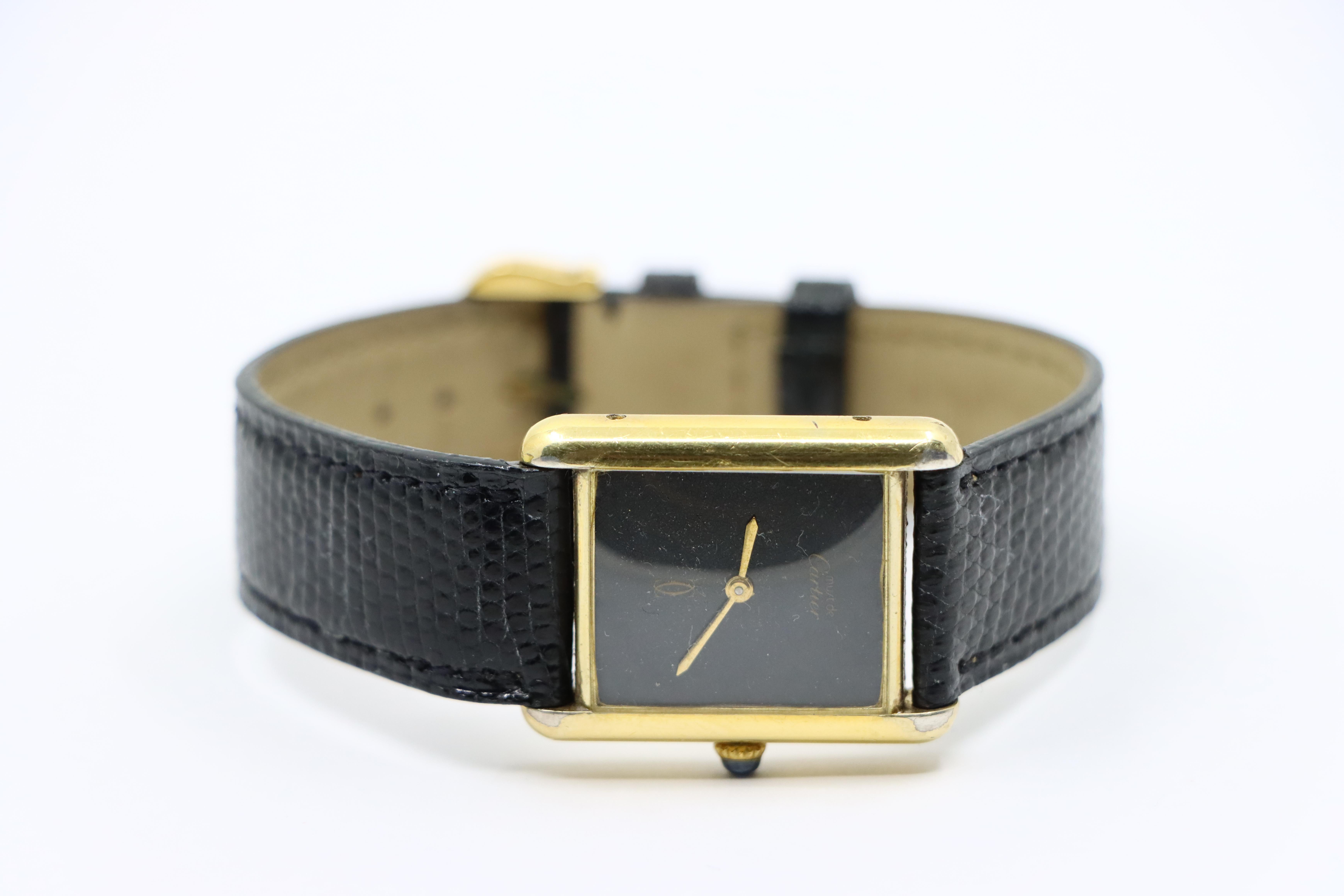 Cartier 925 Silver Gold Plated Quartz Watch 3